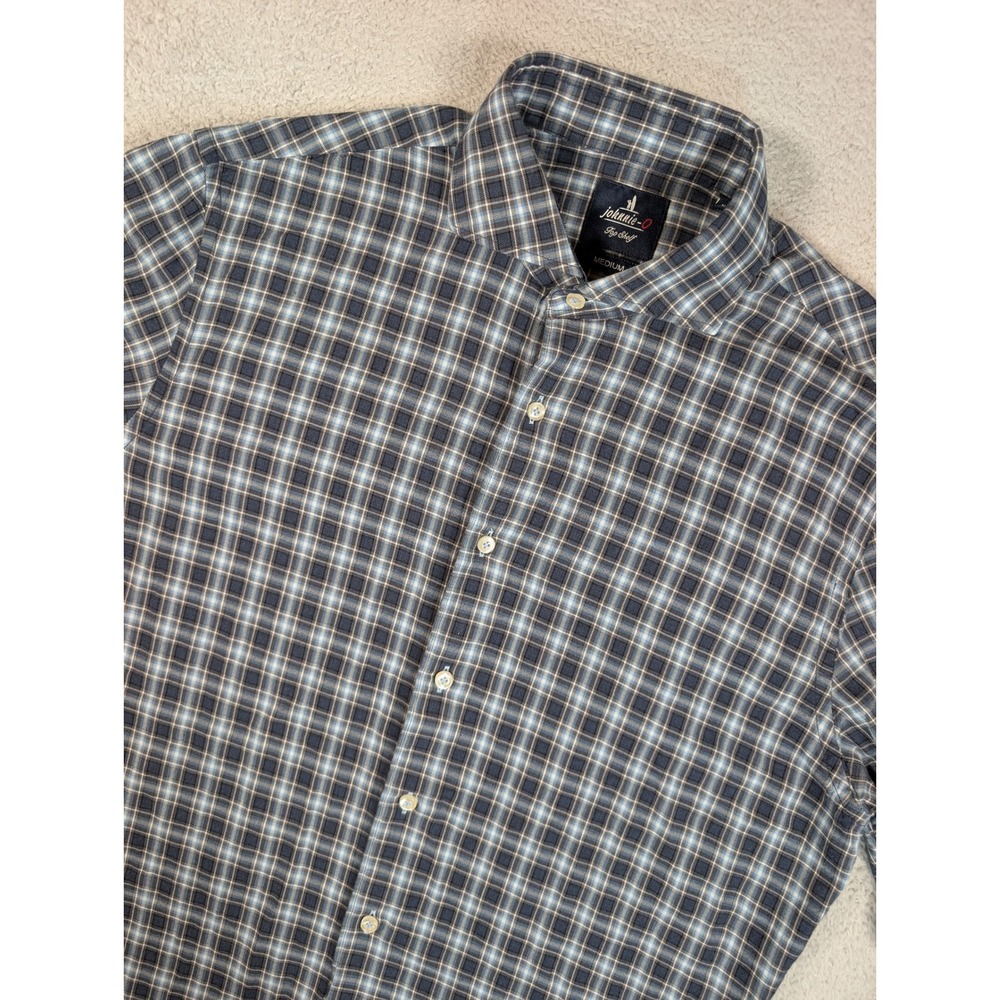 Johnnie-O Top Shelf Billy Plaid Button Down Shirt Victory Blue Mens Medium
